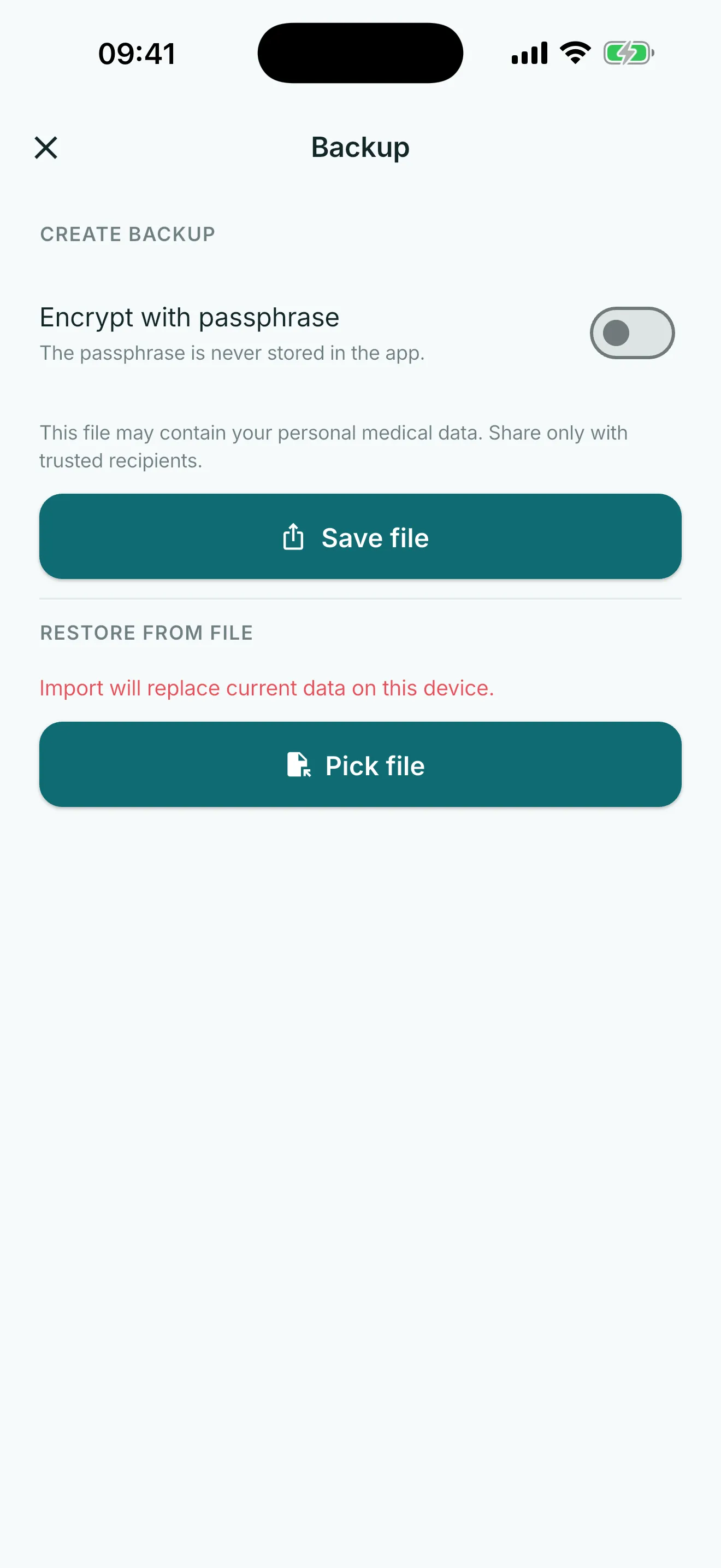 Glytrio backup screen