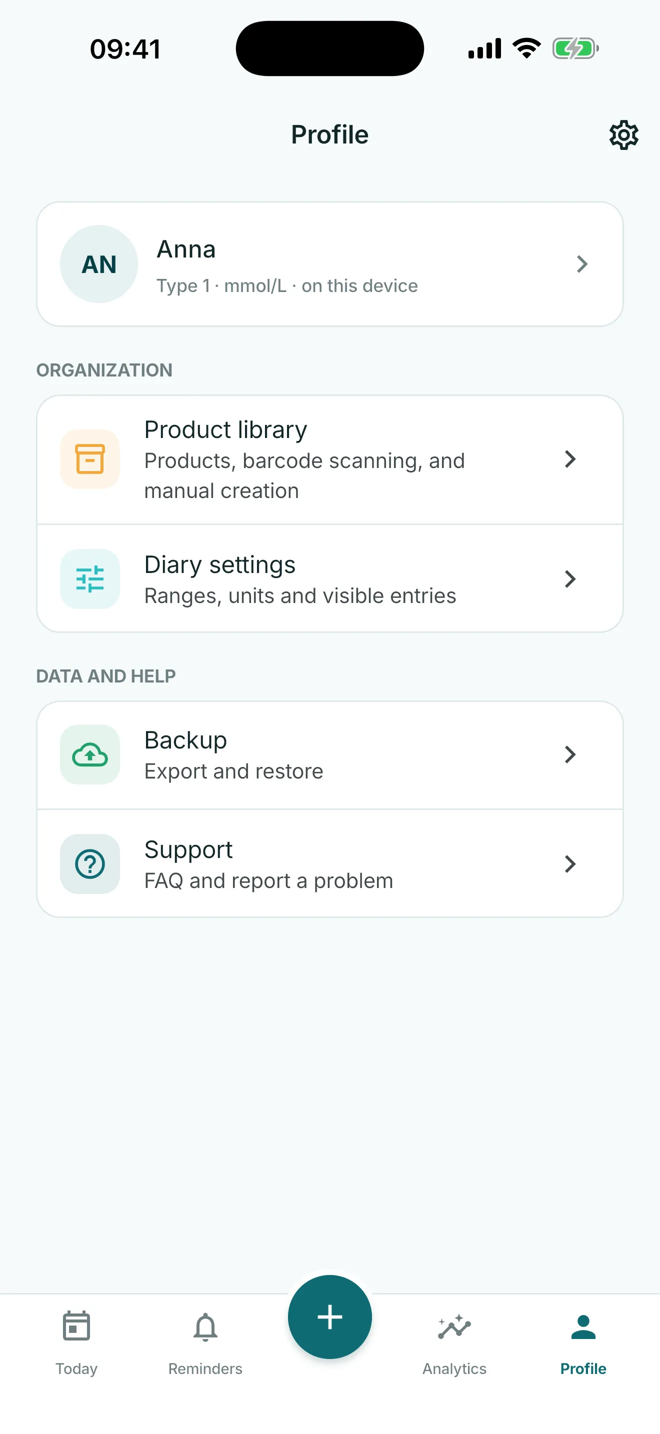 Glytrio Profile screen
